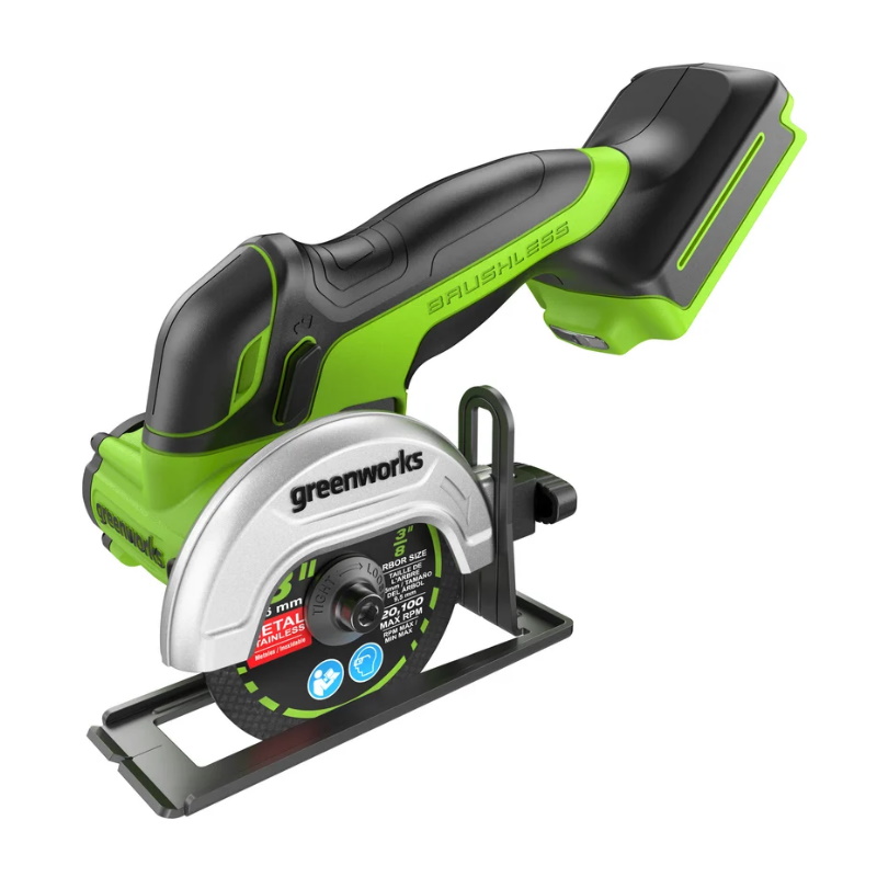 Угловая шлифмашина (болгарка) аккумуляторная Greenworks GD24UCS 3402007CUA, 76 мм, 24 В, плавный пуск, регулировка оборотов в Череповце