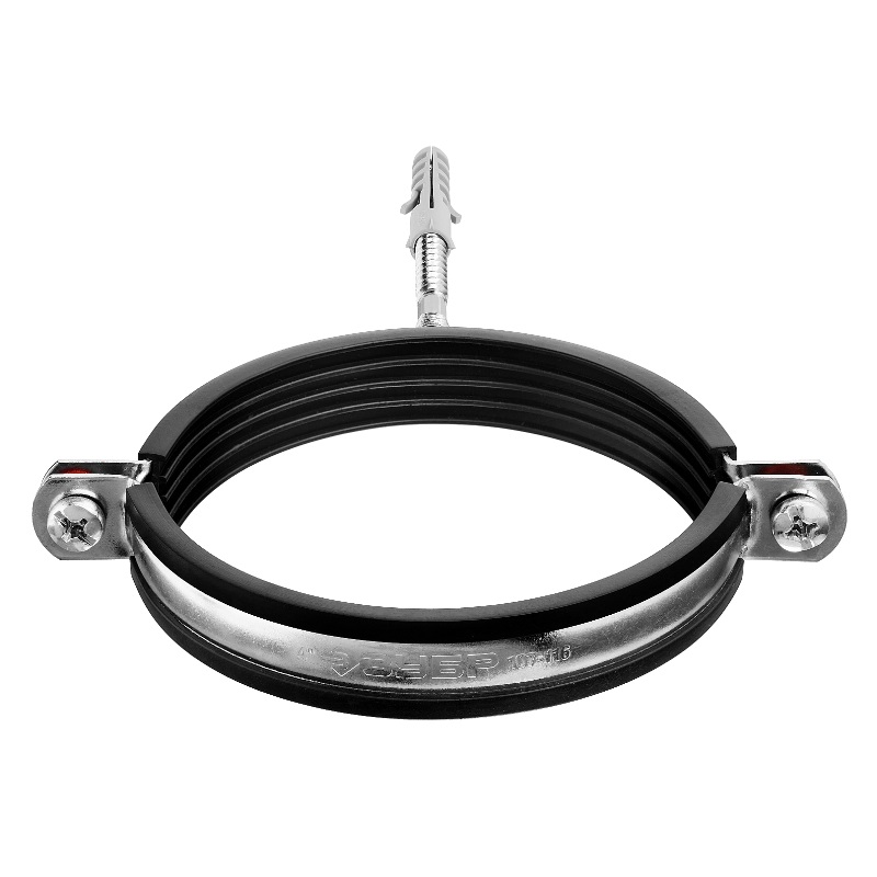 Трубный хомут Зубр 37866-107-116, 4", с сантехнической шпилькой и дюбелем, цинк, 1 шт в Нижнем Новгороде