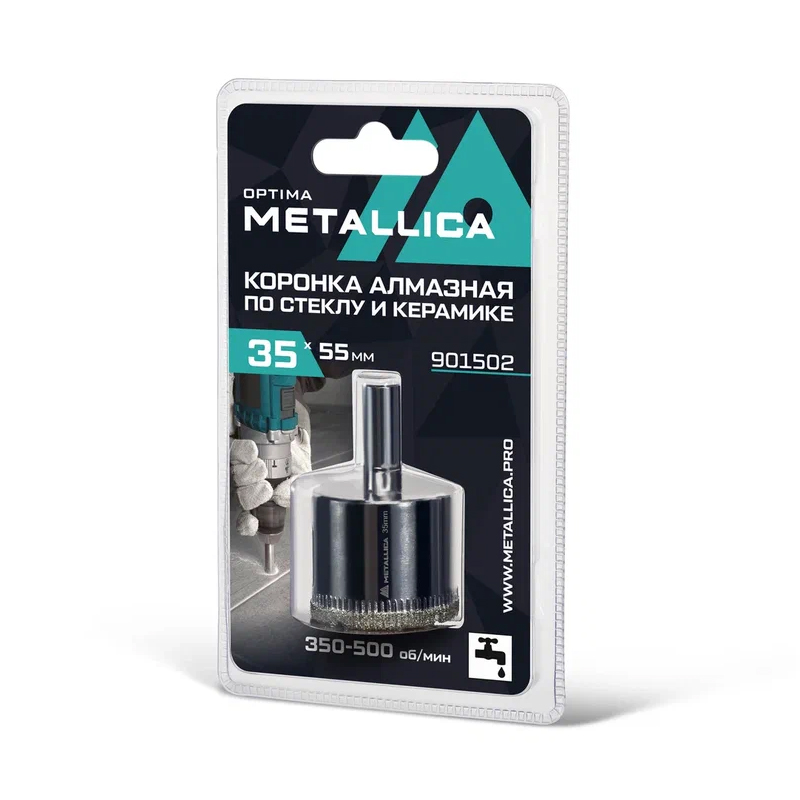 Коронка алмазная Metallica Optima 901502 (35x55 мм, #80, по стеклу, плитке, 1 шт, в блистере) в Костроме