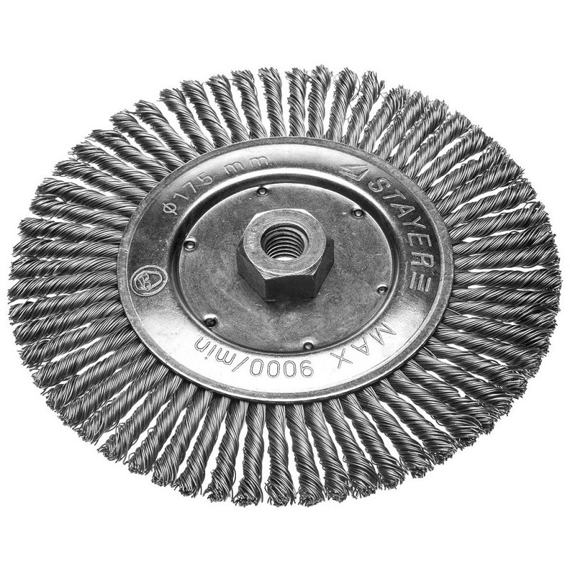 Щетка дисковая для УШМ Stayer 35192-175 сплетена в пучки стальная закалка проволоки 05мм 175ммМ14 399₽