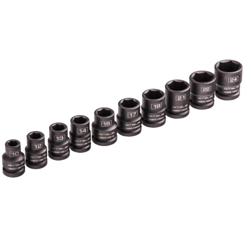 Набор шестигранных ударных торцевых головок 1/2" Stels 13997 10-24 мм 10 шт.