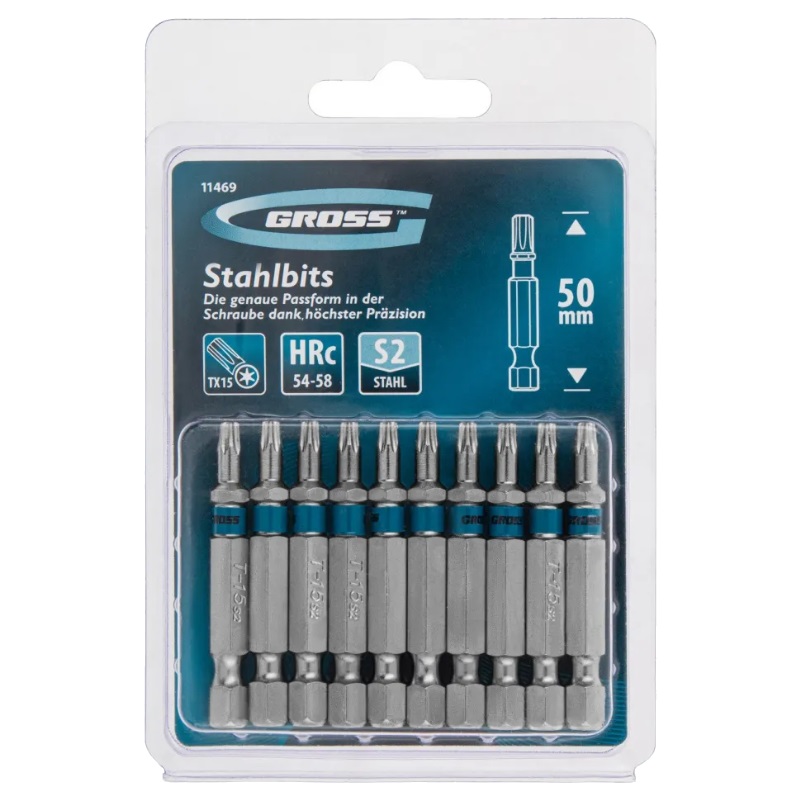 Набор бит Gross 11469 (TORX 15x50 мм, сталь S2, 10 шт.) в Твери