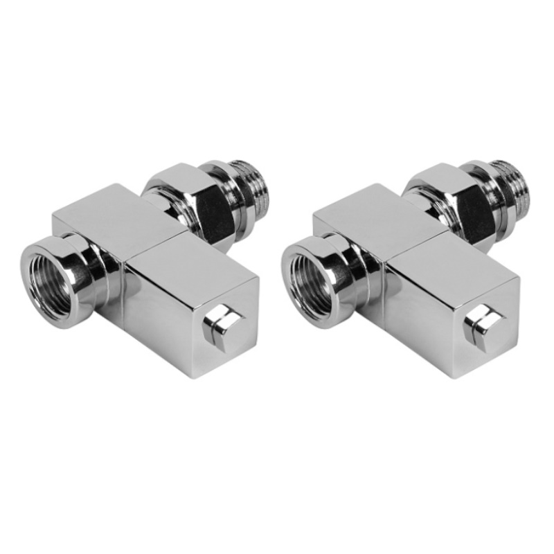 Набор дизайн-вентилей Royal Thermo CUBE НС-1193189, прямой, хром, 1/2" в Вологде