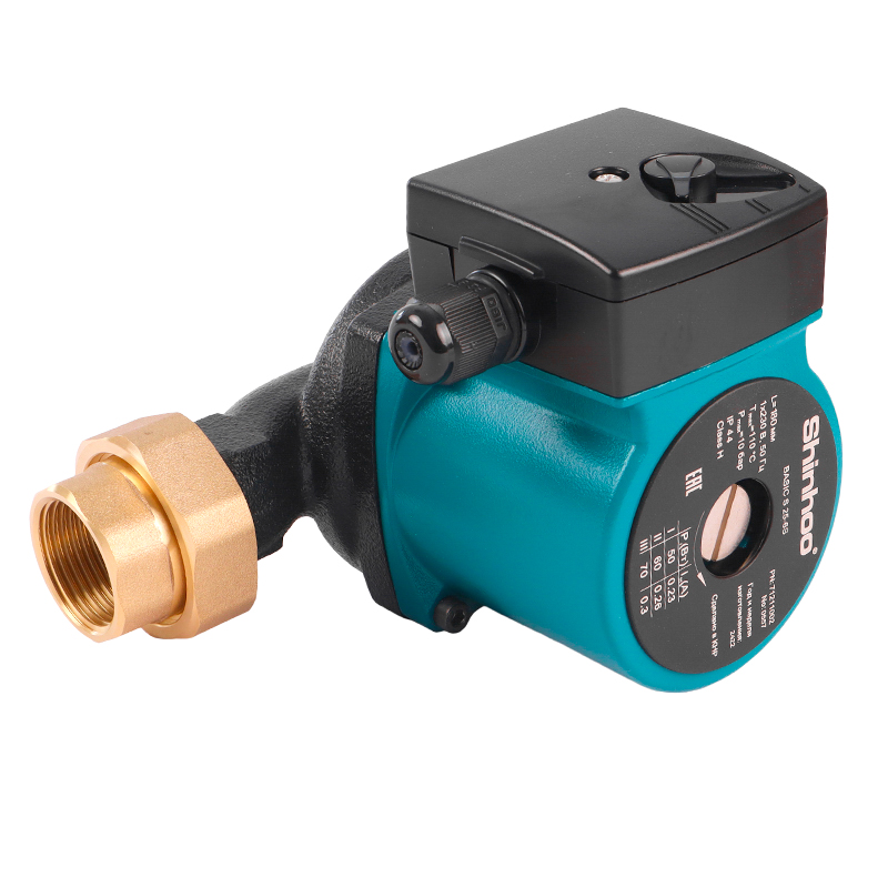 Насос циркуляционный с гайками Shinhoo BASIC S 25-6S 180 71211002 (14.4 м³/ч, 70 вт, монтаж 1 1/2") в Коврове