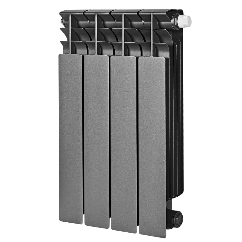 Радиатор Stout TITAN VENTIL 500 SRB-3320-050004 7024, 4 секции, биметаллический, нижнее правое подключение, графит RAL 7024