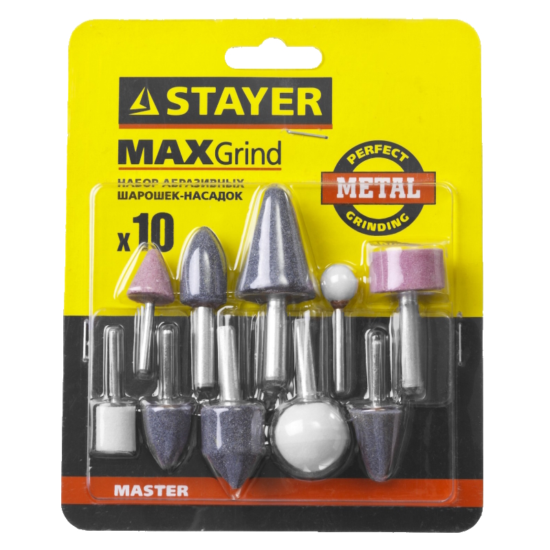 Набор абразивных минишарошек-насадок для гравера и дрели Stayer "MASTER" 2989-H10, хвостовик d 3,2 / 6,0мм, 10 предметов в Кинешме