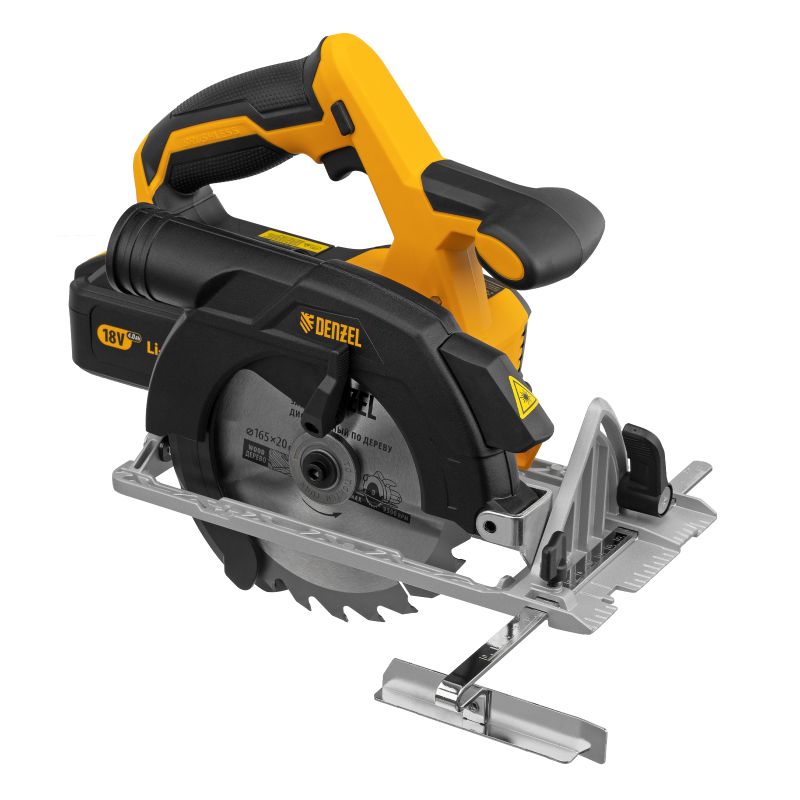 Пила циркулярная аккумуляторная бесщеточная Denzel CCS-165 27401 18В Li-Ion макс глубина пропила под углом 90 52 мм 19810₽