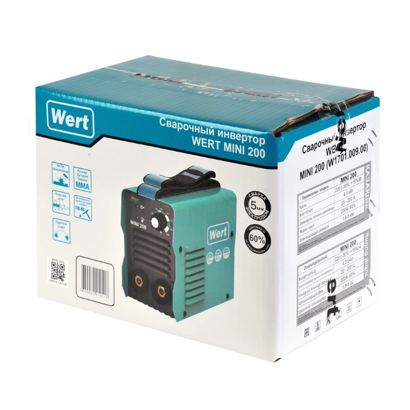 Инвертор Wert MINI 200 (W1701.009.00) 203958, MMA,160-240В,4.1кВт,20-200А в Туле