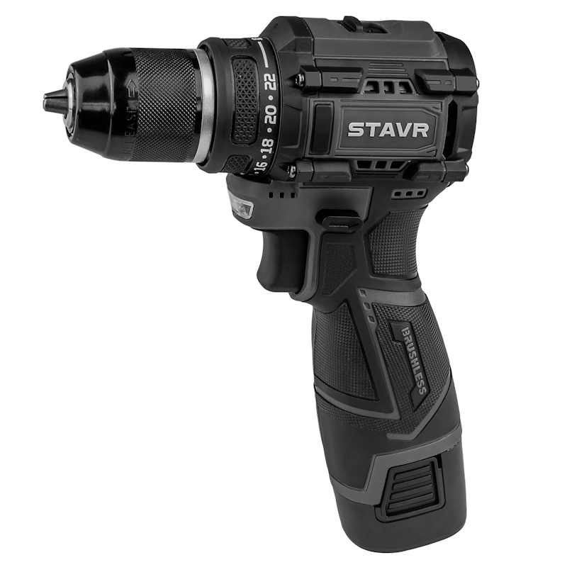 Дрель-шуруповерт аккумуляторный Ставр SDD 12BL-2K 4610264003707, 12V, BL мотор , 32/14 Нм (акб 2x2.0 Ач, зу стац, кейс)