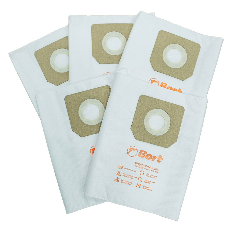 Комплект мешков пылесборных Bort BB-03U 93411393 для пылесосов BORT ANNOVI REVERBERI, DELVIR, SHOP-VAC, 5 шт в Угличе