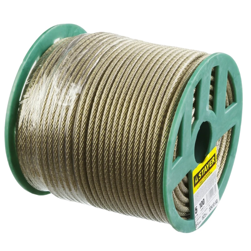 Трос Stayer Master 30410-50, стальной, в полимерной оболочке, d=5,0 мм, L=100 м в Рыбинске