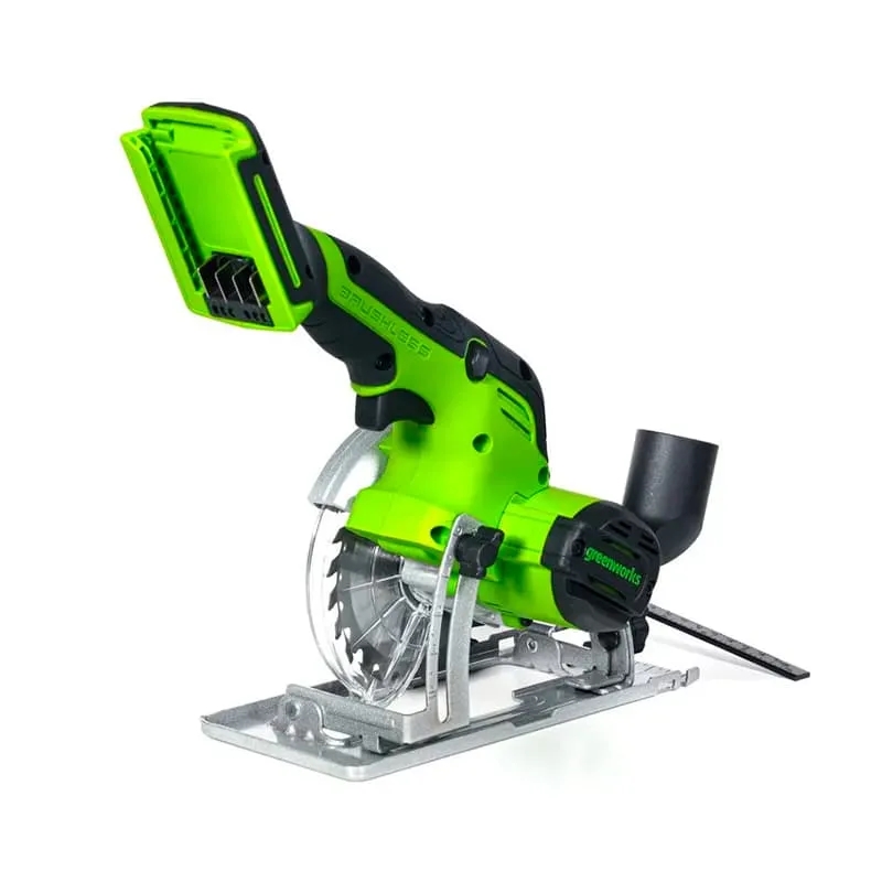 Дисковая мини пила аккумуляторная Greenworks G24MCS 24V 1501207CUA, б/щет,120x9,5мм,6500 об/мин,рез 39мм,1х2Ач,ЗУ,кор в Иваново