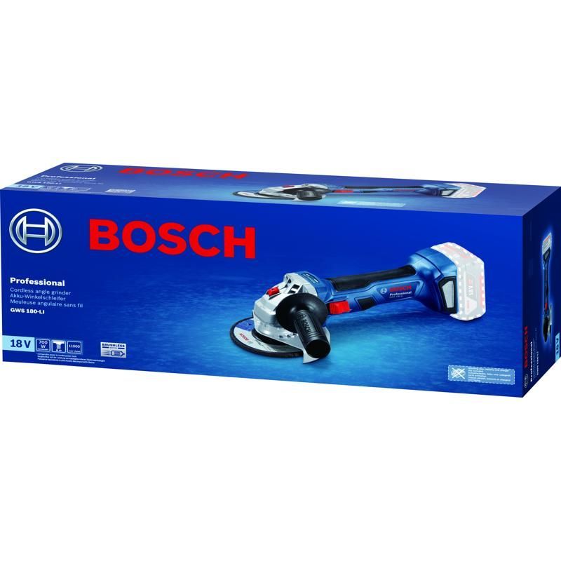 Угловая шлифмашина (болгарка) аккумуляторная Bosch GWS 180-Li 0.601.9H9.020, 125 мм, 18 В, без АКБ и ЗУ во Владимире