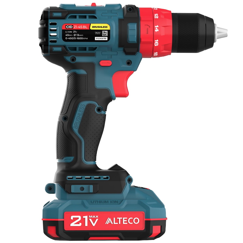 Дрель-шуруповёрт аккумуляторная Alteco CID 21-45 X2 BL 78080, бесщеточная, ударная в Рыбинске
