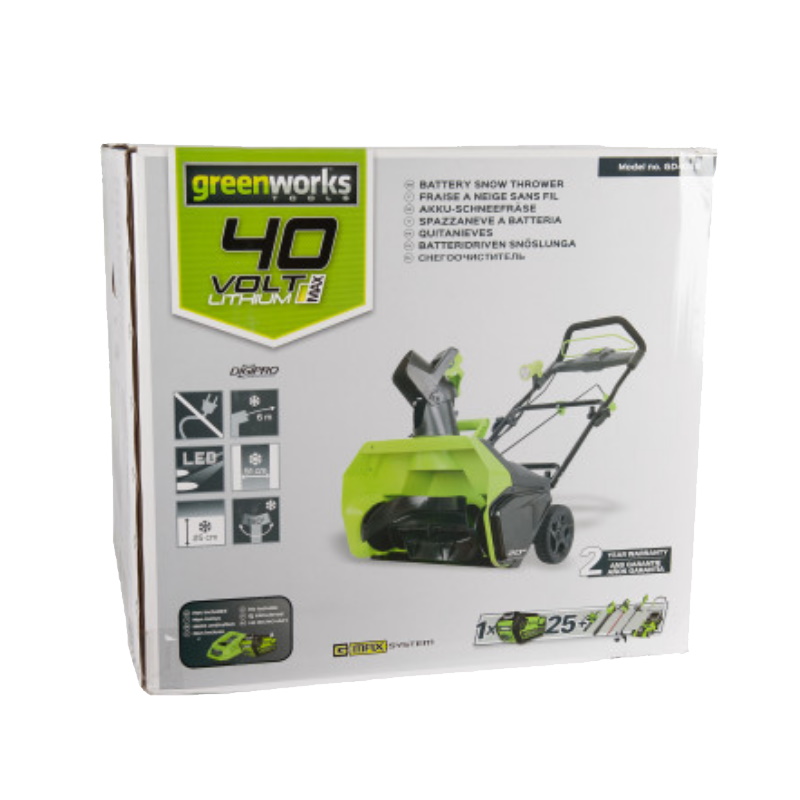 Снегоуборщик аккумуляторный Greenworks 2600007UG, 40V, 51 см, бесщеточный, с 1хАКБ 5 Ач и ЗУ в Угличе