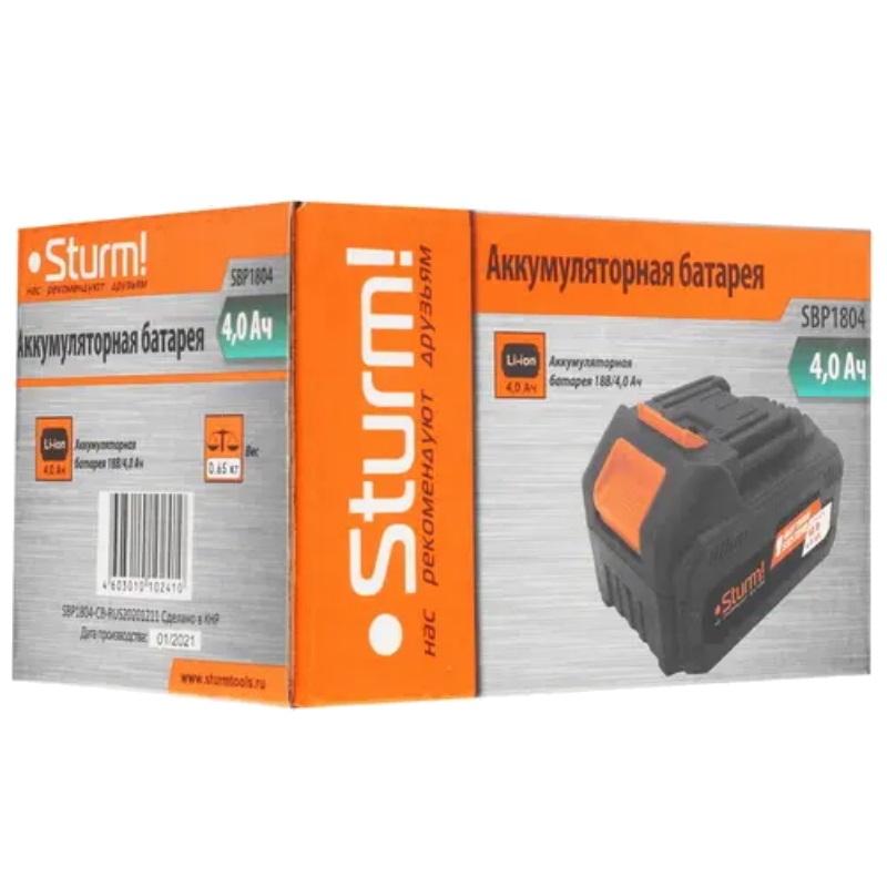 Аккумулятор Sturm SBP1804 1BatterySystem, 18 В, 4Ач (прямая и обратная совместимость с Makita LXT)