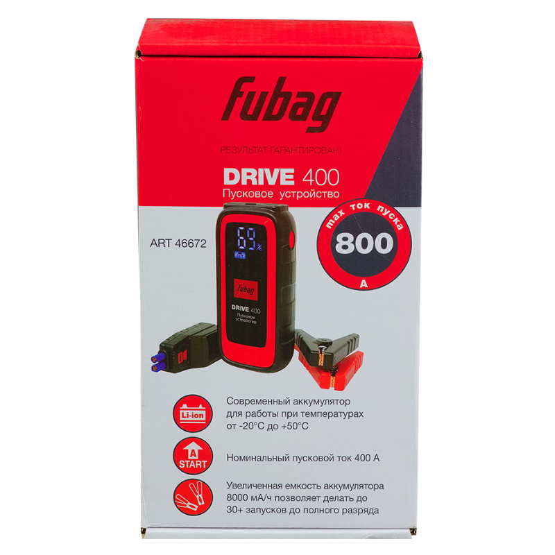 Пусковое устройство Fubag DRIVE 400 46672, 12В, ток запуска 400А, емкость аккумулятора 8000 мА*ч, type C в Ярославле