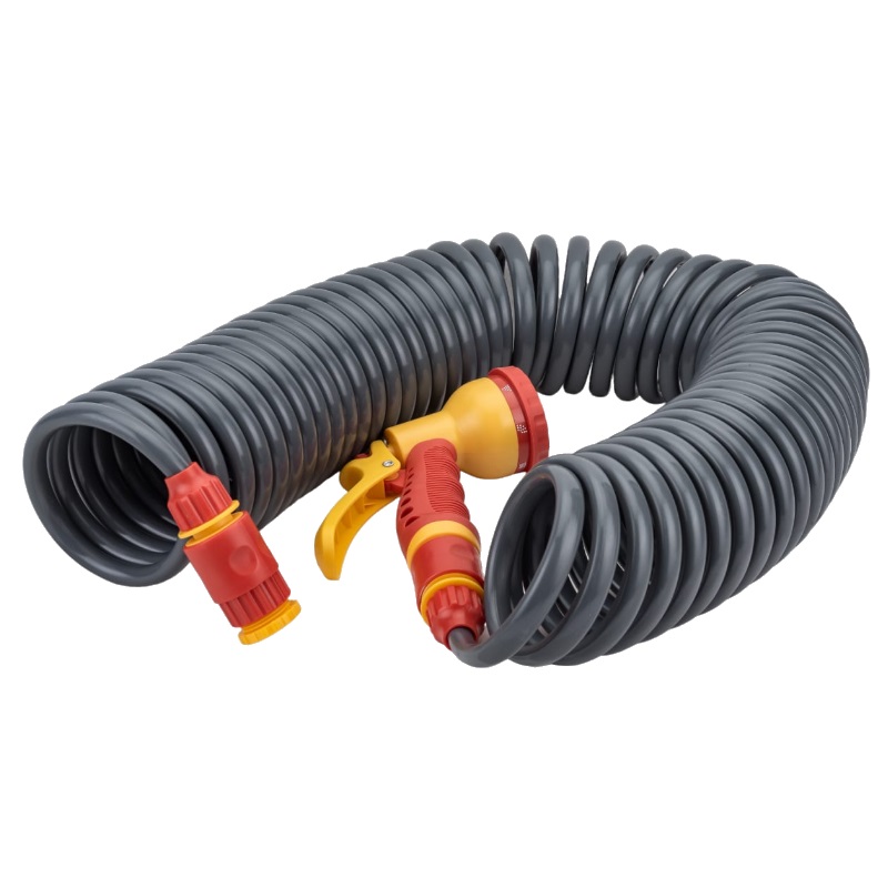 Поливочный набор Grinda PROLine 428495, спиральный шланг 3/8"x15 м, адаптеры, пистолет-распылитель в Рыбинске
