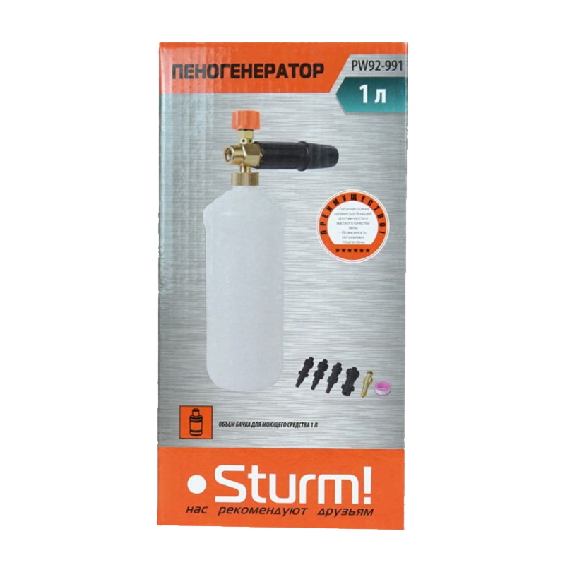 Пеногенератор Sturm PW92-991, 1л, регулир. подача для моек Sturm, Karсher, BOSCH в Твери