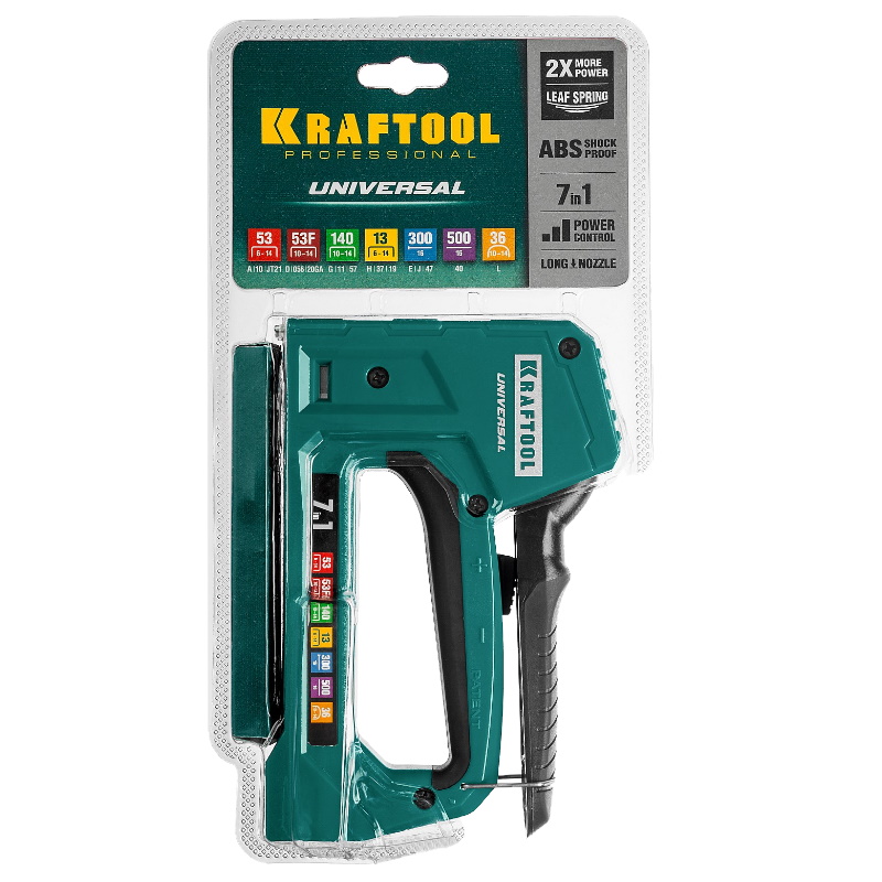 Степлер универсальный лёгкий Kraftool Universal 31524, 7 в 1, 53 6-14мм, 140 8-14 мм , 13, 53F, 36, 500 в Коврове