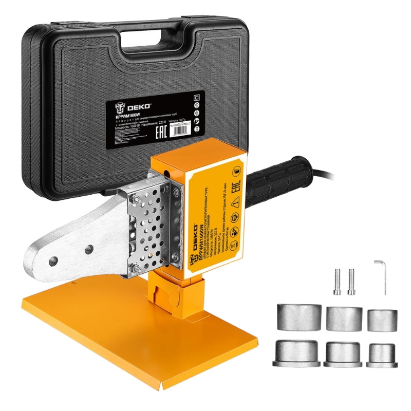 Аппарат для сварки полипропиленовых труб Deko RPPWM1600W 083-3008, с металлической станиной, в пластиковом кейсе в Угличе