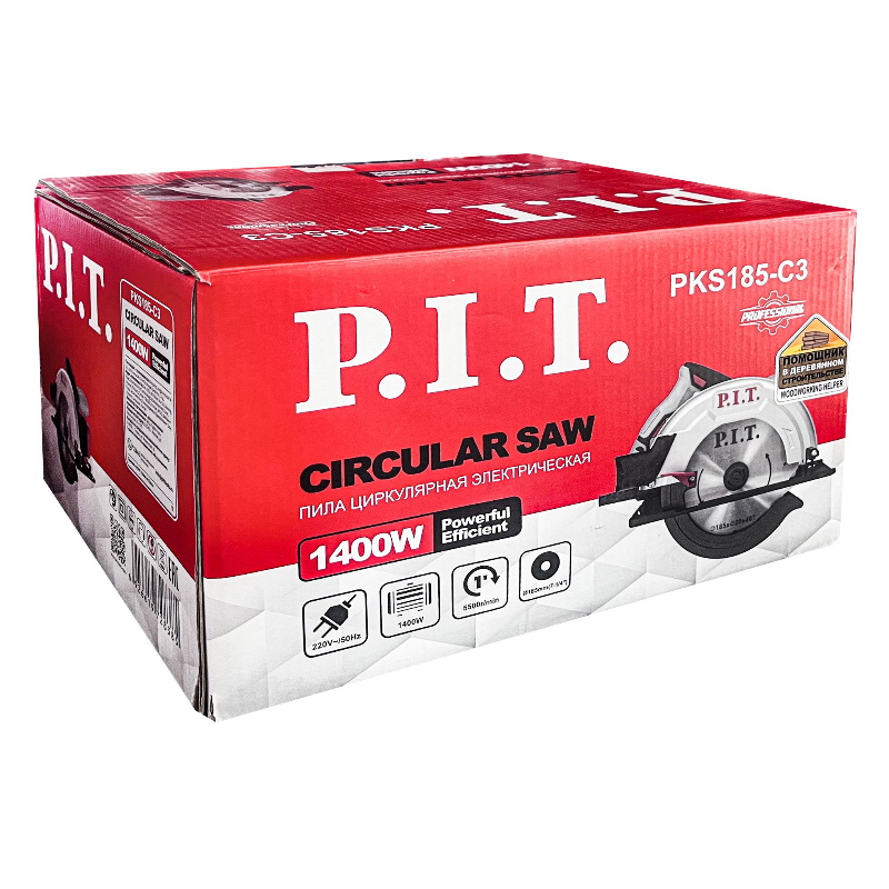 Пила циркулярная электрическая P.I.T. PKS185-C3 (1400 Вт, 5500 об/мин, диск 185х20 мм, пропил 42/60 мм, 45°) в Нижнем Новгороде