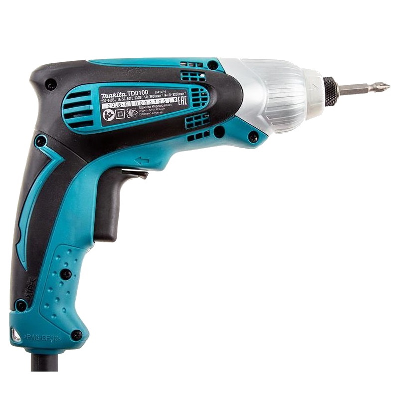 Сетевой ударный винтоверт Makita TD0100 (крутящий момент 100 нм, макс 3200 ударов/мин, бытовой, мощность 230 вт) в Туле