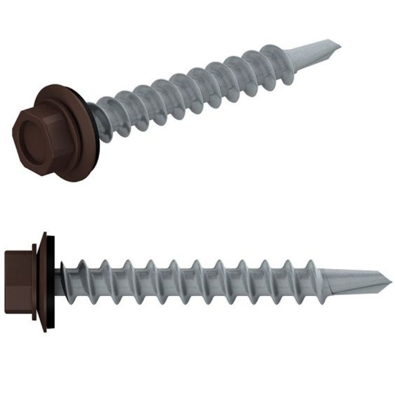 Саморез кровельный Starfix SM-73086-5000 55х19 мм цинк шайба с прокладкой PT3 RAL 8017 5000 шт в коробе 14342₽