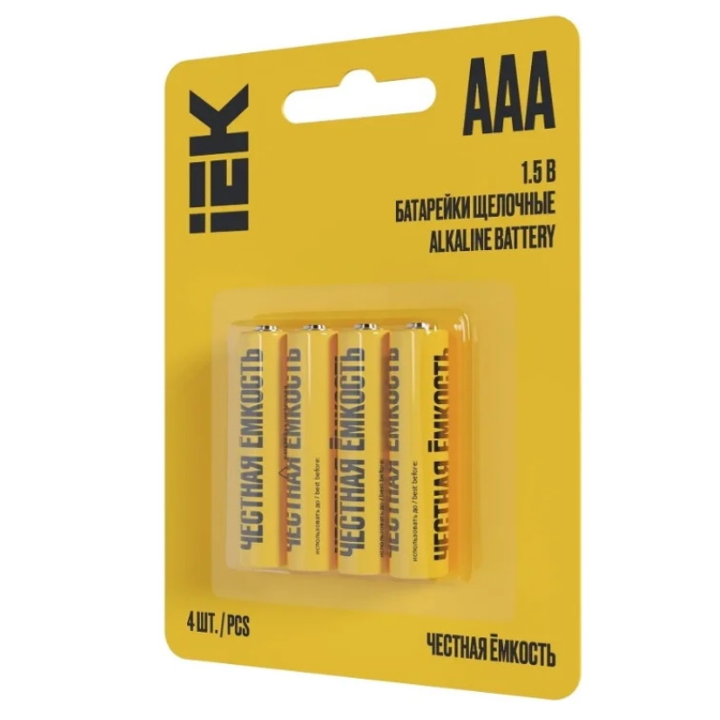 Батарейка щелочная IEK Alkaline ABT-LR03-OP-L04, LR03/AAA, 4шт, блистер в Кинешме