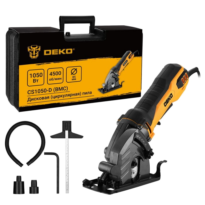 Дисковая циркулярная пила Deko CS1050-D 083-1103 в кейсе 1050 Вт 85 мм диск 5092₽