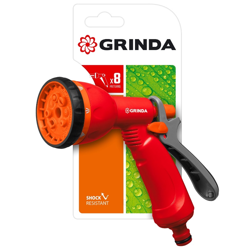 Поливочный пистолет Grinda P-8 8-427370_z02, 8 режимов, курок сзади, пластиковый в Муроме