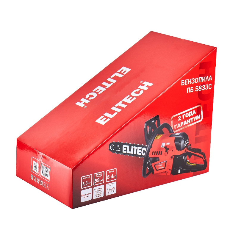 Бензопила Elitech ПБ 5833C (E1611.012.00) 205454, 58 см3, 2.4 кВт/3.3 л.с., шина 45 см, 3200-12000 об/мин в Иваново