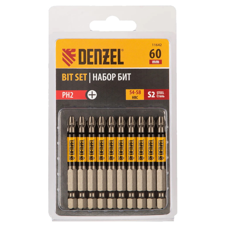 Набор бит Denzel 11642, PH2х60, сталь S2, круглый профиль, 10 шт в Иваново