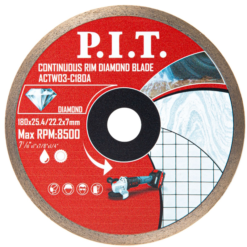 Диск алмазный отрезной сплошной P.I.T. ACTW03-C180A, 180x25,4/22,2x1,6 мм в Угличе