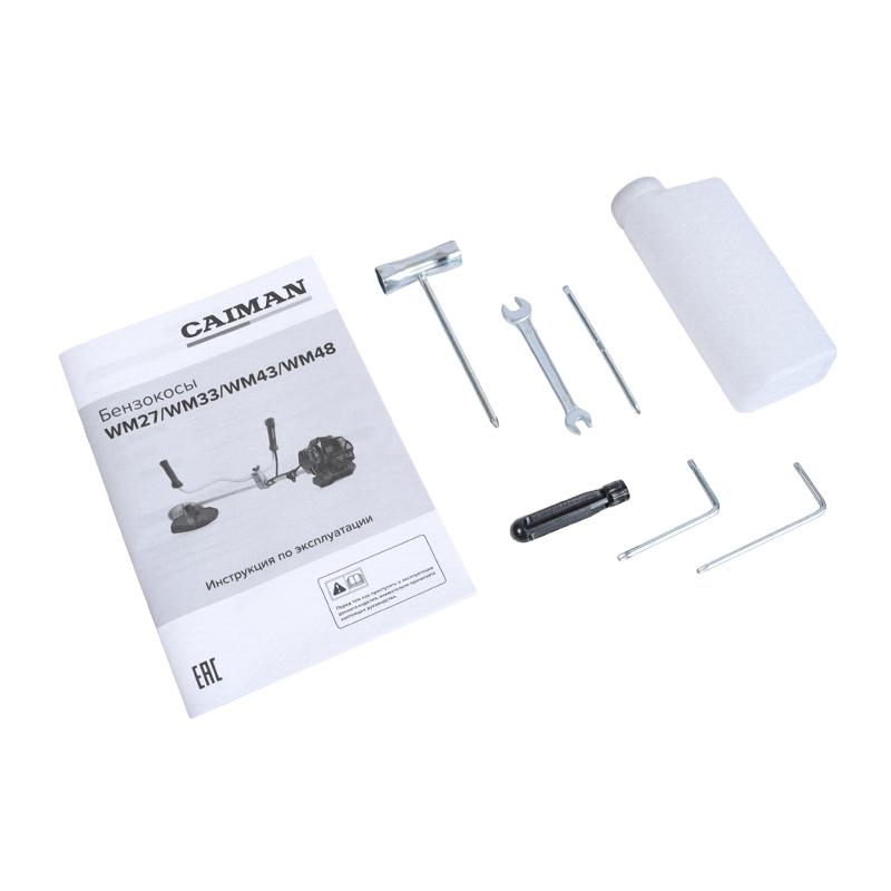 Бензокоса Caiman WM43 01-010401-2577, 1,27 кВт/1,75 л,с, 42,7 см3, Mitsubishi MBC43, диск Caiman Blade 255 мм. + диск 3T + леска 2,7 мм, ранц. подвеск в Твери