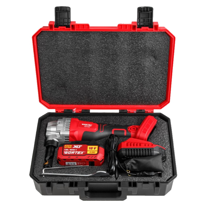 Аккумуляторные ножницы высечные Wortex CNB 1825 XLT SET 1318929, бесщеточные, 18 В, 800-2000 ход/мин, до 2,5 мм, 1х4 А*ч в Александрове