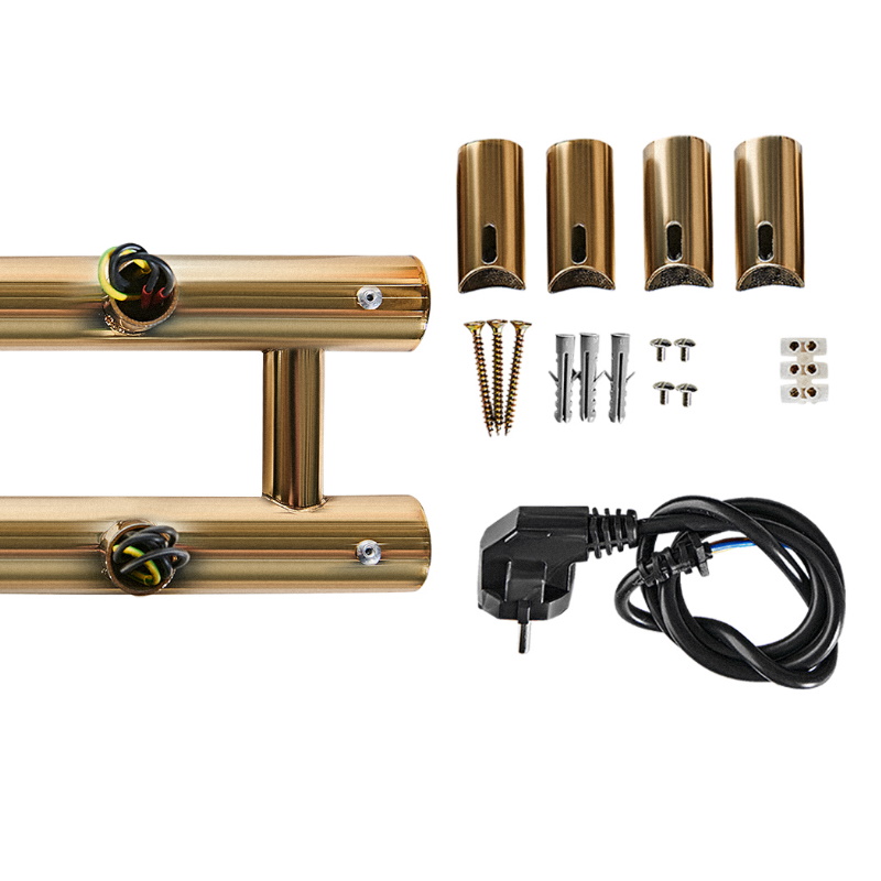 Полотенцесушитель электрический Stout SHQ-R8R0-012008 ROCK round, 120*08, золотой хром 585, 2 опоры в Твери