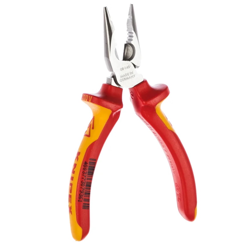 Плоскогубцы комбинированные остроконечные с удлинёнными губками Knipex KN-0826145 VDE, 145 мм, хром, 2-комп ручки в Угличе
