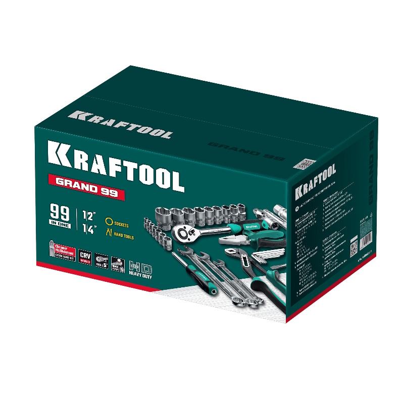 Универсальный набор инструмента KRAFTOOL GRAND-99 27978-H99, 99 предметов (1/2"+1/4") в Рыбинске