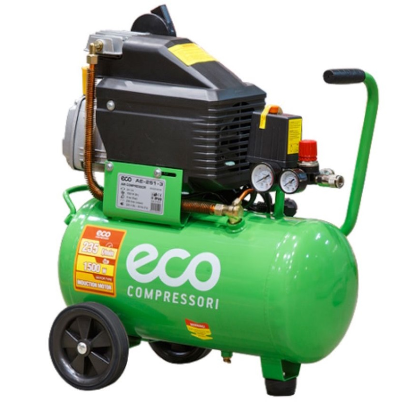 Компрессор Eco AE-251-3, 235 л/мин, 8 атм, коаксиальный, масляный, ресив. 24 л, 220 В, 1.50 кВт  в Иваново