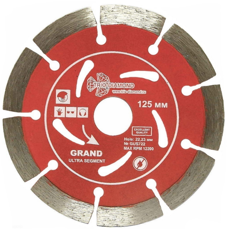 Диск алмазный отрезной Trio-Diamond серия Grand hot press GUS722, 125*22,23 сегментный в Угличе