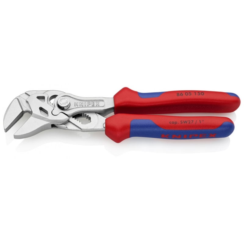 Клещи переставные-гаечный ключ Knipex KN-8605150SB зев 27 мм, длина 150 мм, хром, 2-комп ручки