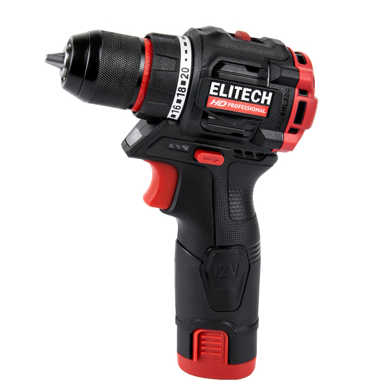 Дрель аккумуляторная Elitech HD CD 12L2 (E2201.038.01) 205713, бесщеточный, 12В, 2х2.0Ач, Li-ion, E-Power, БЗП-10 мм