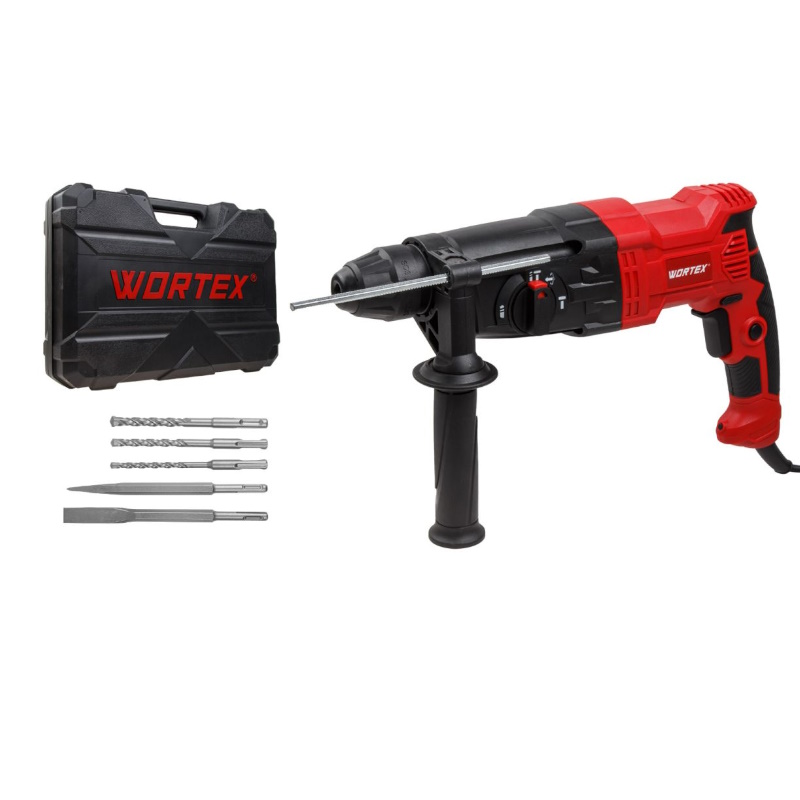 Перфоратор Wortex RH 2621 1333519 в чем 2 зубила 3 сверла 5831₽