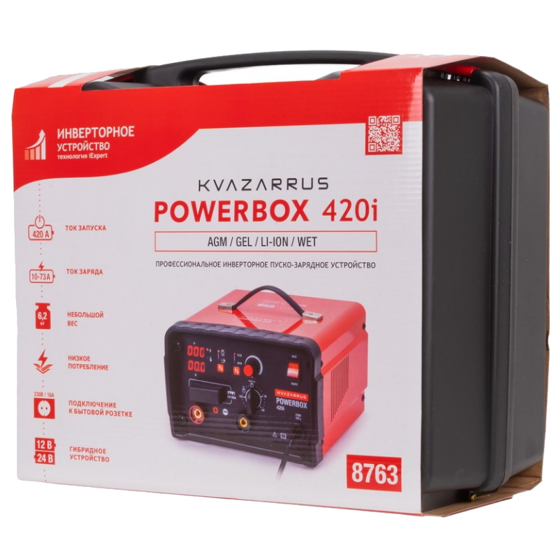Инверторное пуско-зарядное устройство Kvazarrus PowerBox 420i 8763, таймер, пластиковый кейс в Череповце