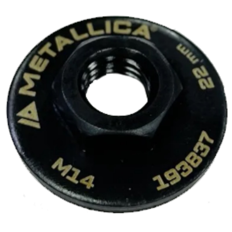 Гайка для УШМ  Metallica Optima 193837, М14, под рожковый ключ 22 мм, с вращающимся фланцем 22,2 мм, в коробке