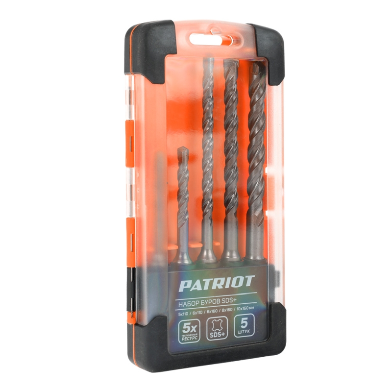 Набор буров SDS Plus Patriot 815010101 (в боксе 5 шт: 5x110мм, 6x110мм, 6x160мм, 8x160мм, 10x160мм) в Александрове