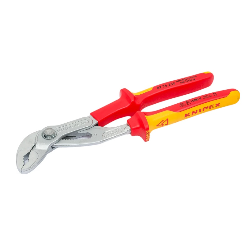 Клещи переставные Knipex COBRA KN-8726250SB, VDE, зев 50 мм, длина 250 мм, хром, 2-компонентные диэлектрические ручки