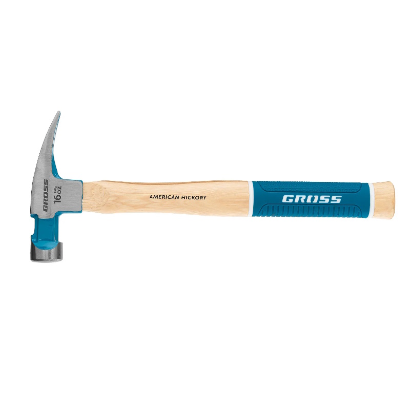 Молоток-гвоздодер Gross AMERICAN HICKORY 10418, 450 г, угол 75, магнит, обрезиненная рукоятка