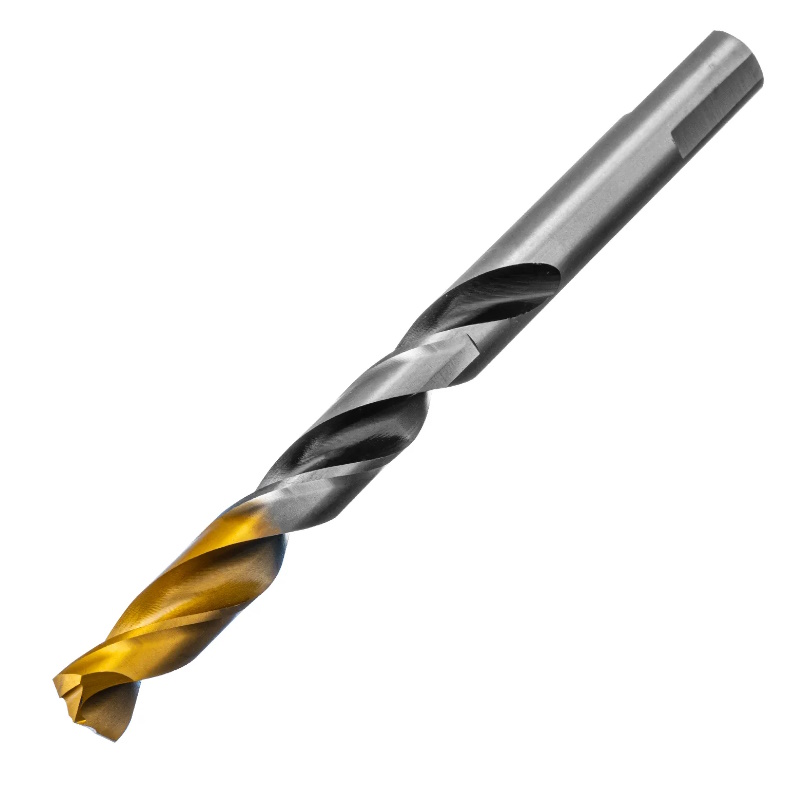 Сверло спиральное по металлу Denzel 718286, 11 x 142мм, Р6М5, Golden Tip, многогранная заточка